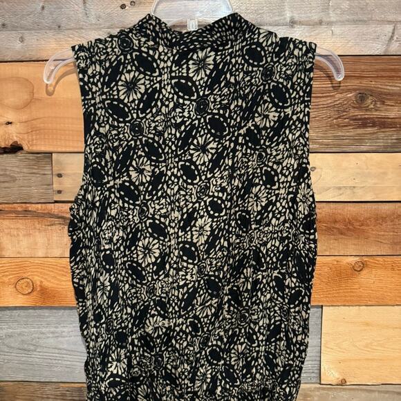 Soft Surroundings Bali Jumpsuit Safari Batik Flowy Loose Leg Black/Tan Size M - Picture 9 of 10